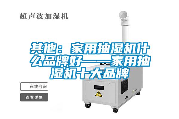 其他：家用抽湿机什么品牌好——家用抽湿机十大品牌