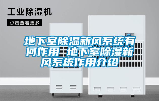 地下室除湿新风系统有何作用 地下室除湿新风系统作用介绍